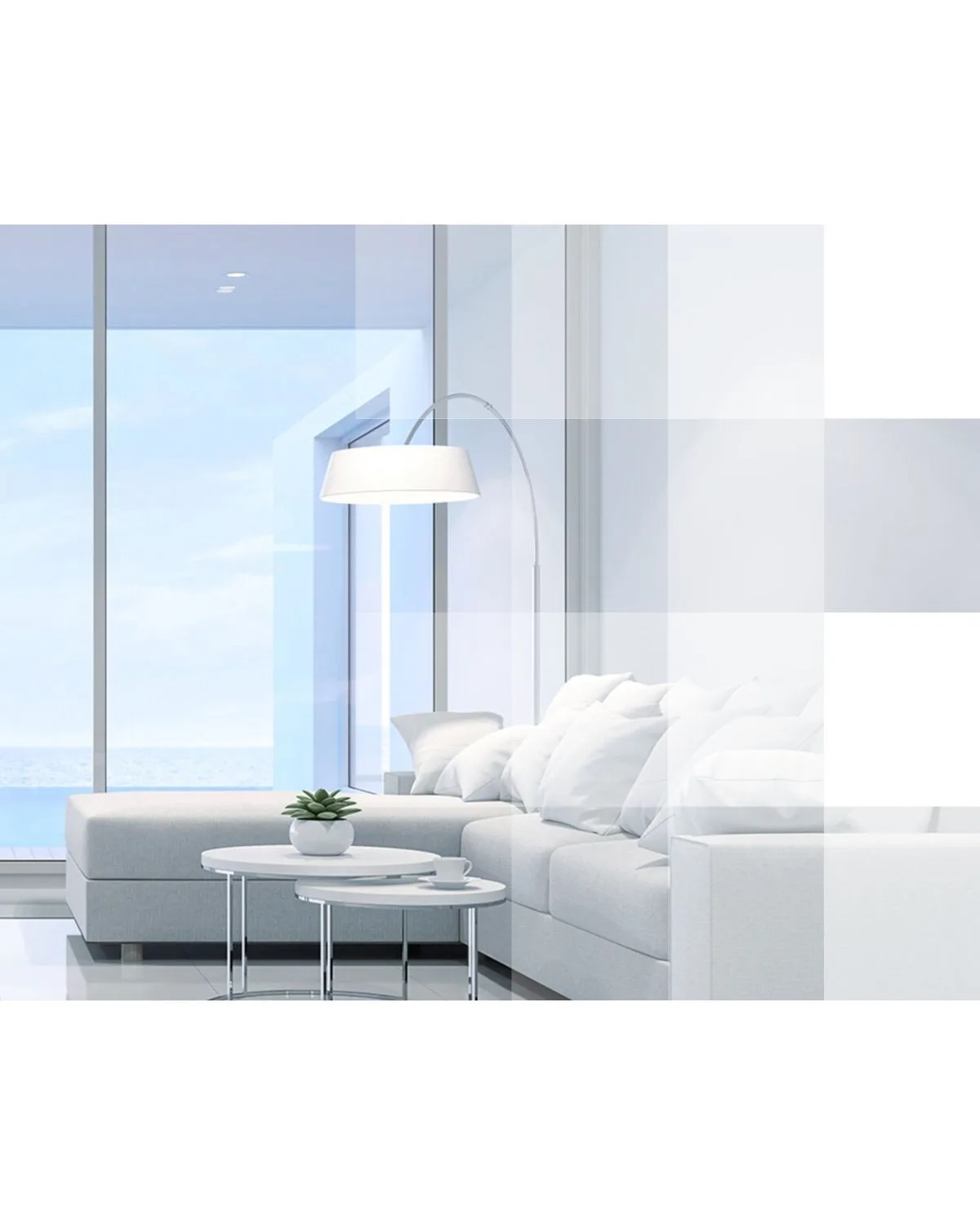 Bright interior with floor-to-ceiling glazing